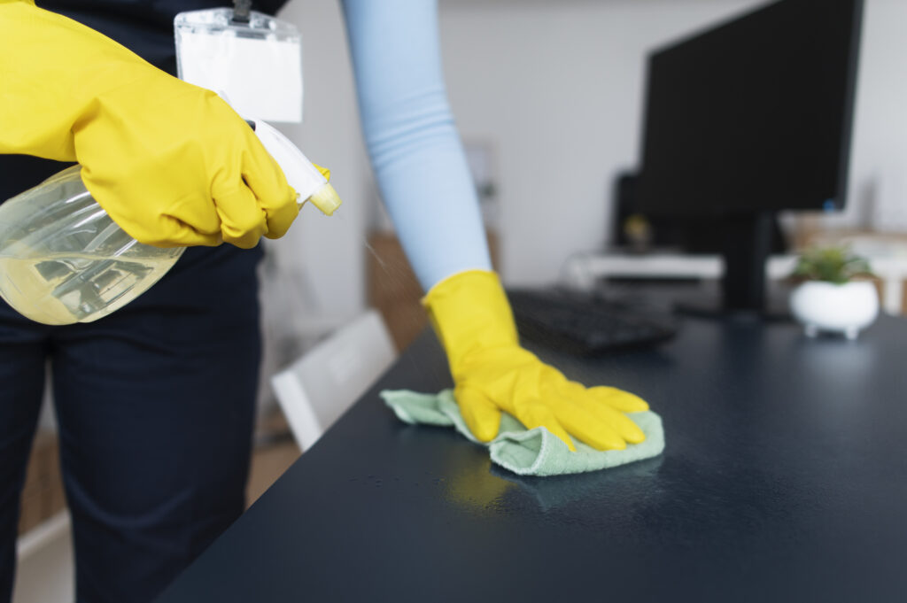 Cleaning a desk